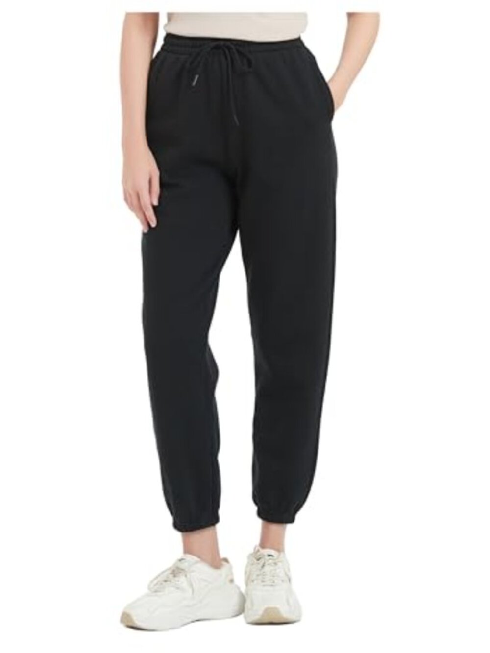Women's High Waisted Pull On Baggy Fleece Lined Sweatpants Joggers with Pockets